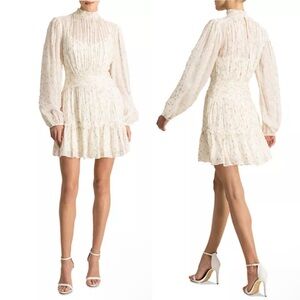 ML Monique Lhuillier Metallic Fil Coupé Minidress Size 4